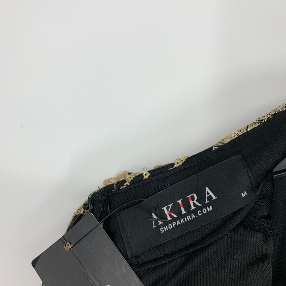 Akira Dress Black Gold Embroidered Sequin Long Sleeve Mock Neck - Picture 13 of 13